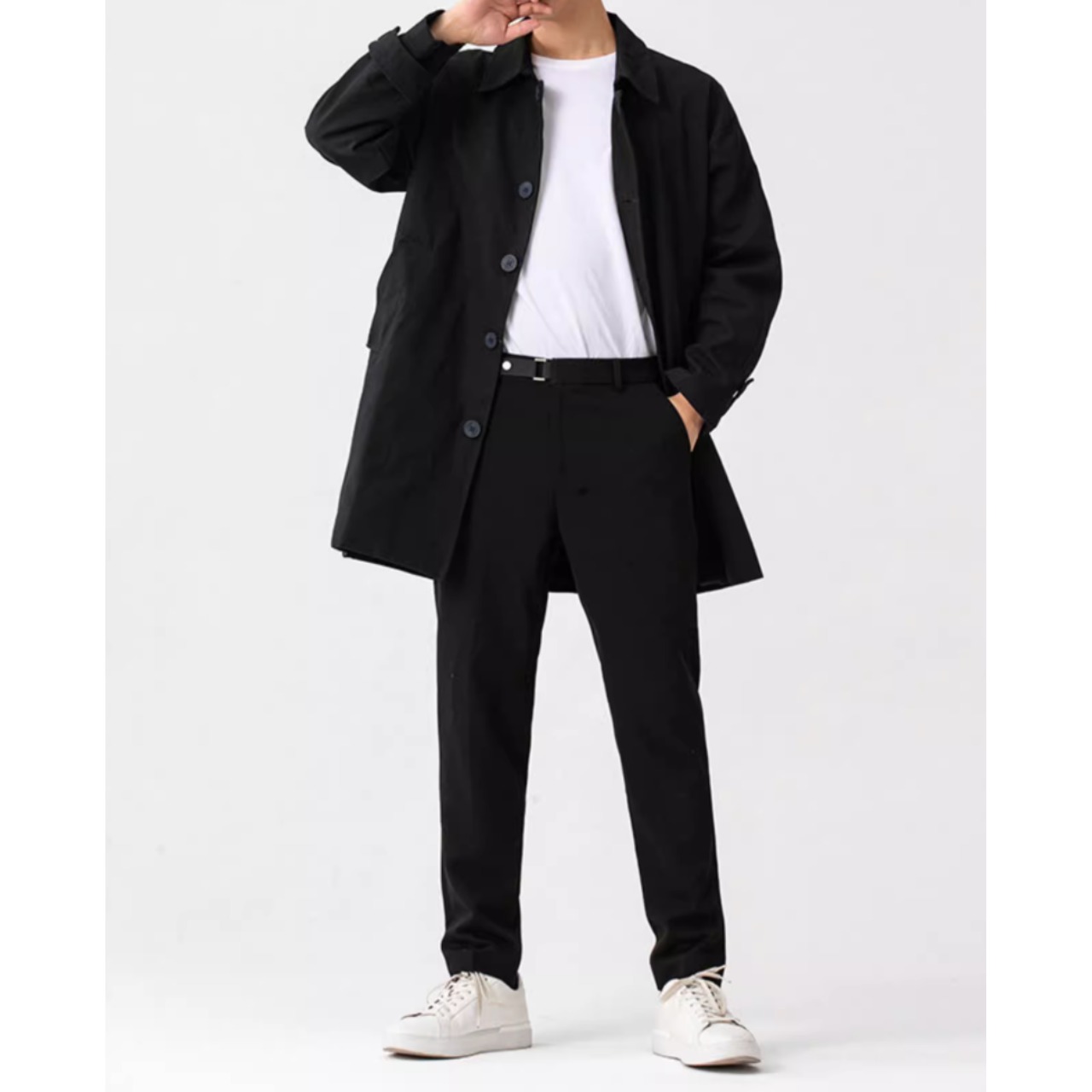 ボタンフロント ヒップ丈コート af0009