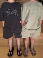【送料無料/取寄/韓国直送】OUR 26/SM ステッチロゴ上下セット|夏服|韓国子供服