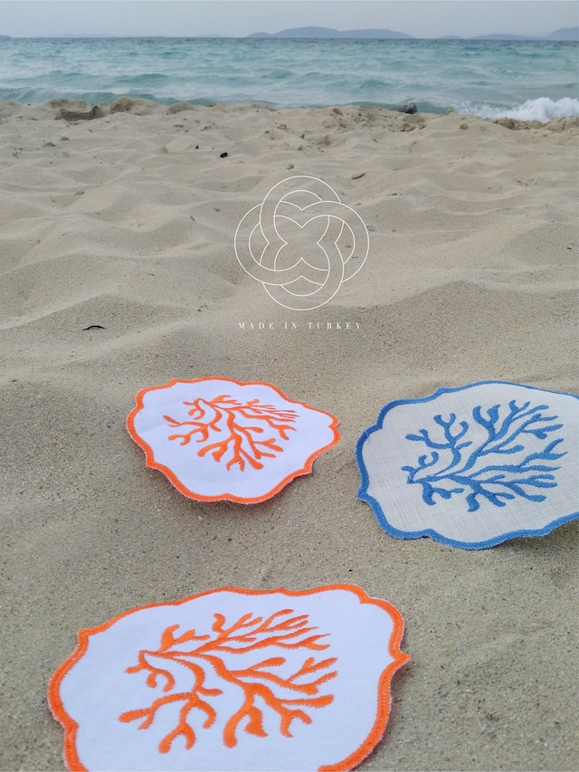 Aegeansea style Cowrie Shell Coaster6p & Potmat1p エーゲ海スタイル宝貝のテーブルセット7点セット