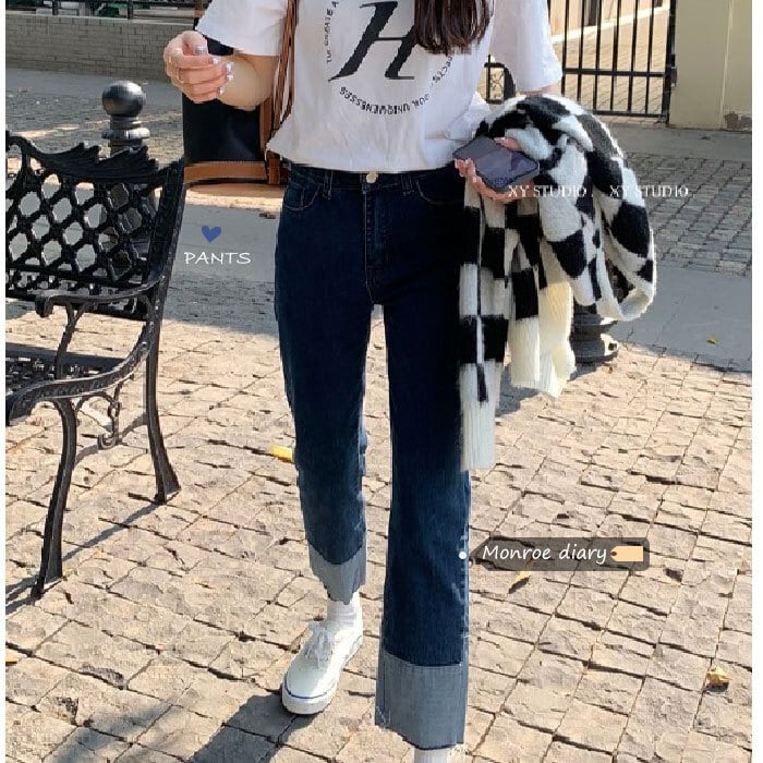 ジーンズ ウェストルーズパンツ ワイドレッグスプリング薄手 春物 ワイドパンツ モンロー5888069847