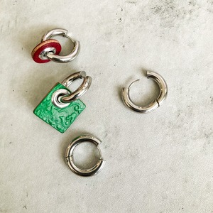 2wayレザーチェンジ フープ香るピアス・イヤリング/シルバー
