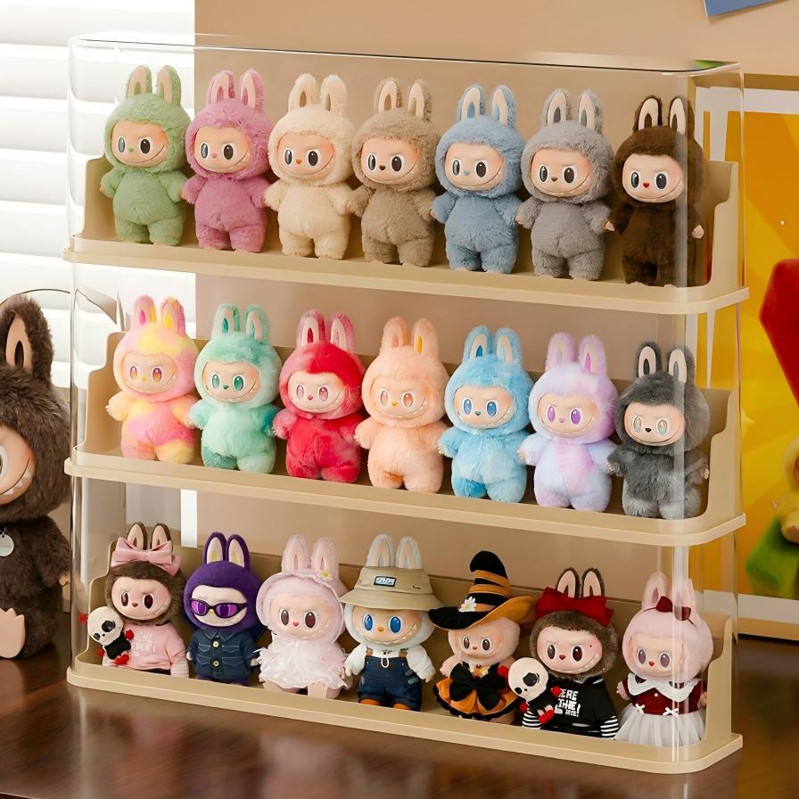 【お迎え待ち】手のひらサイズふわふわシーズーちゃん　※アクリルケース付き Labubu1-4世代/18cm以下対応 透明 アクリル ディスプレイケース 防塵