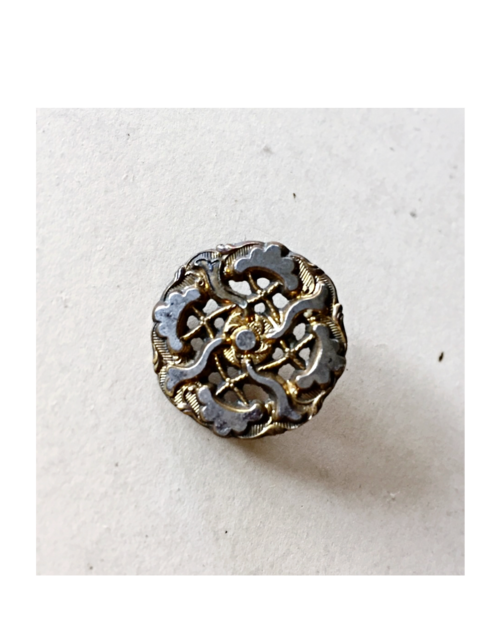 19世紀 フランス 1.7c 黒銀の雲と金の空とカットスチールボタンb アンティーク