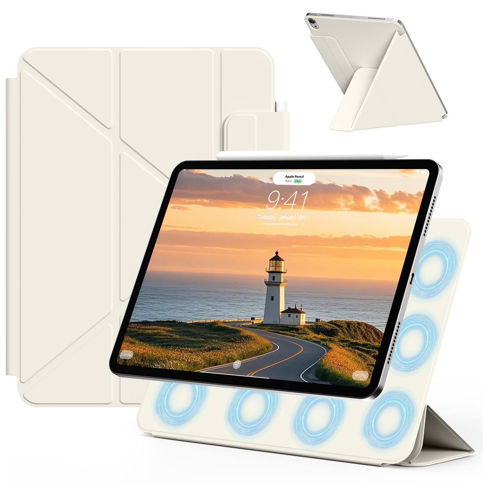 SZPSGC iPad Air 11インチ ケース M4/M3/M2 2026/2025/2024 第5/4世代 2022/2020 ベージュ