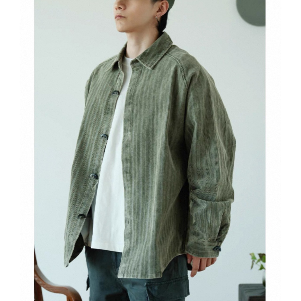 Textured pattern button shirt 1354 - 4