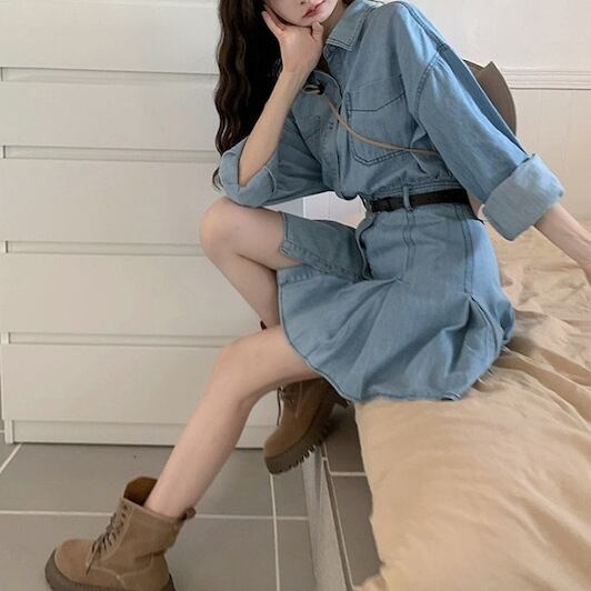 ワンピース レディース デニムワンピース ショートワンピース ショート丈 S M L XL 2XL 3XL 大きいサイズ ゆったり ゆる デニム Aライン ウエストマーク ボタン デニム かわいい 大人可愛い シンプル カジュアル おしゃれ ストリート セクシー おとな ナチュラル こなれ感 キュート ガーリー 華やか 無地 通勤 学生 通学 デート お出かけ 女子会 散歩 カフェ巡り 街歩き フリーサイズ ワンサイズ ネイビー ライトブルー 春 夏 10代 20代 30代 ママ 韓国系 送料無料