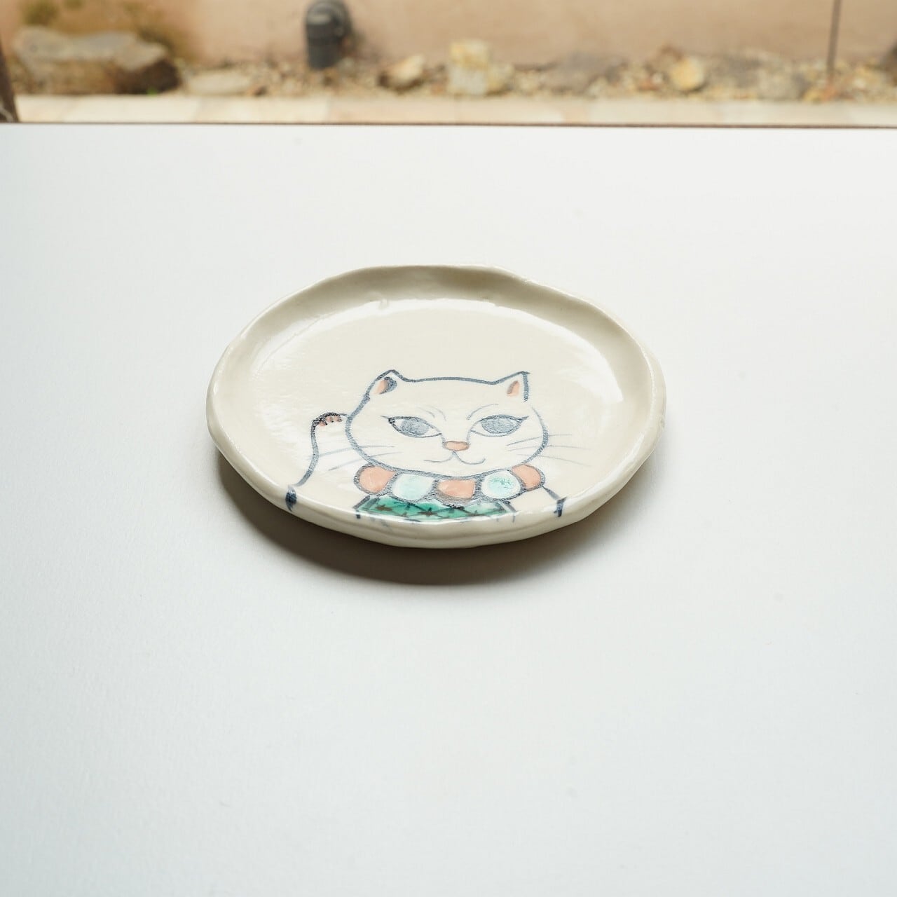 陶彩工房Canoe】まねきねこ豆皿 B | ろにせら ギャラリーと雑貨のお店