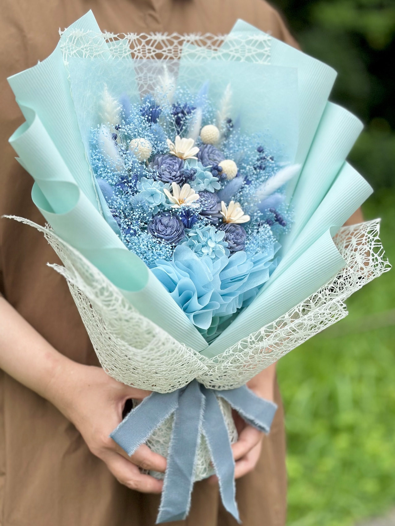 ドライフラワー花束(空色) □Lサイズ 【定番商品】 画像8