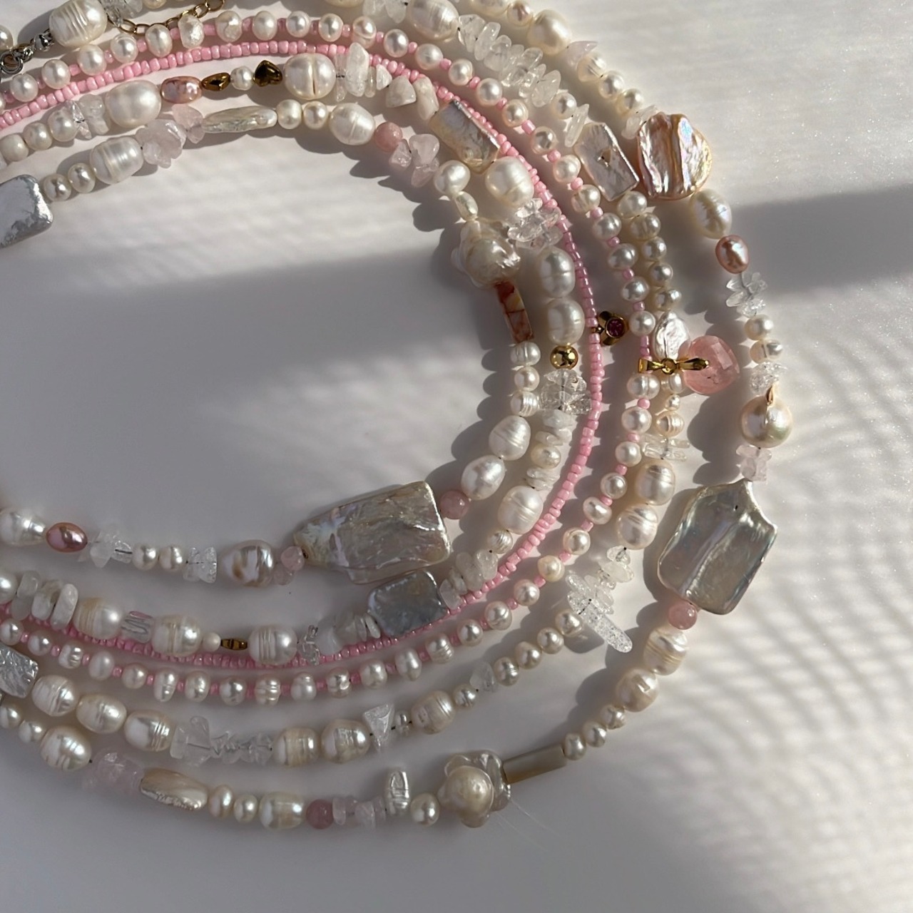 【pink】 バロックパールネックレス ［GKN039］