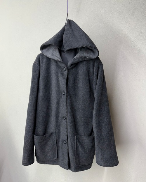 90s LONDON HARBOR Fleece×Nylon Reversible Hooded Jacket