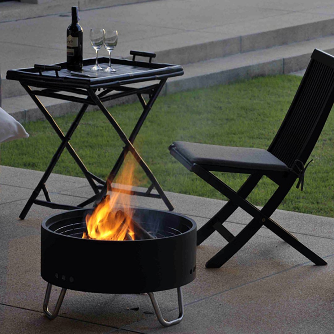 REVOLVER FIRE PIT, BBQ GRILL & TABLE