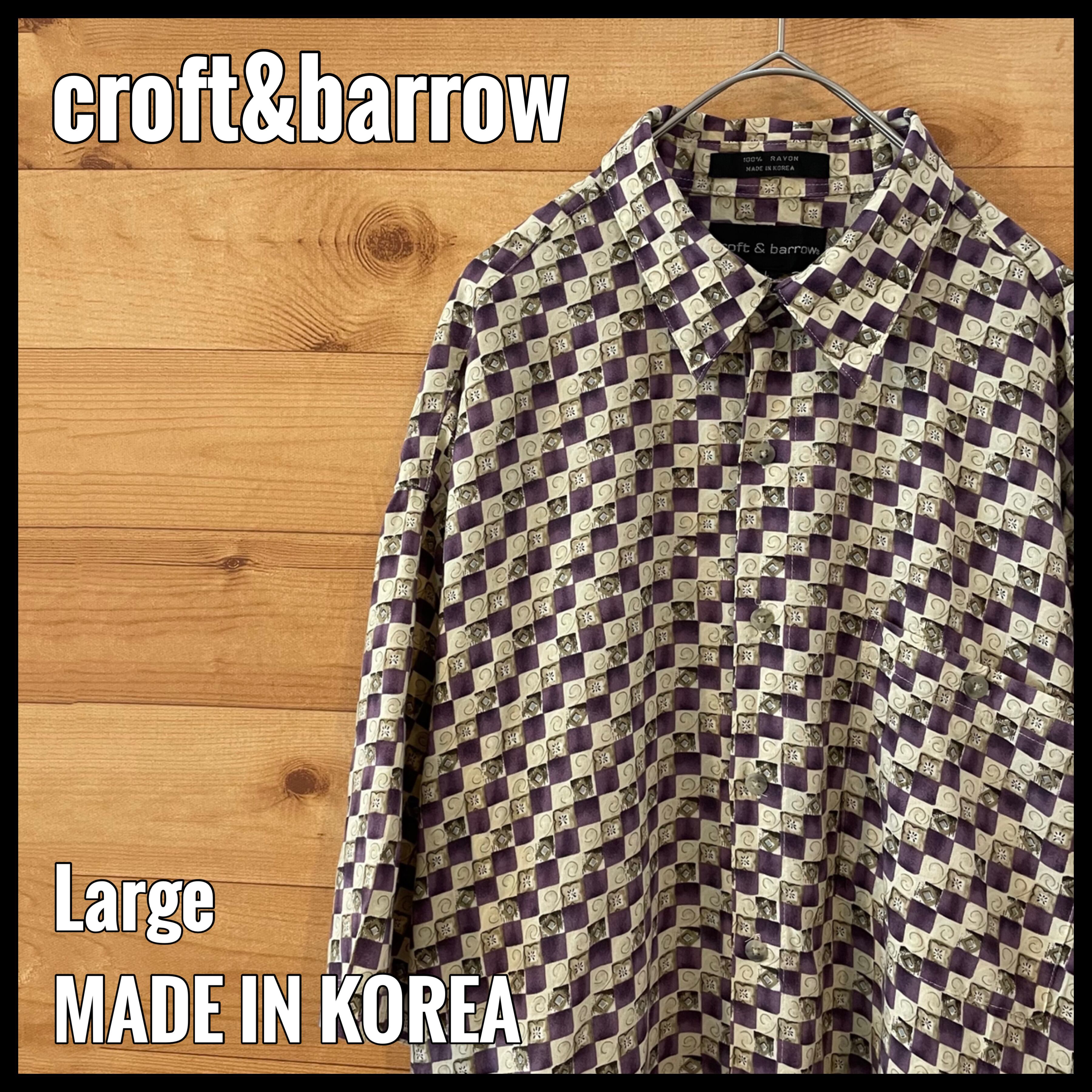 croft&barrow韓国製 柄シャツ 総柄 柄物 レーヨン% Lサイズ US