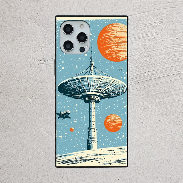 受注生産 iPhoneケース 土星と宇宙船のレトロ宇宙｜スペースエイジ RFSP051A
