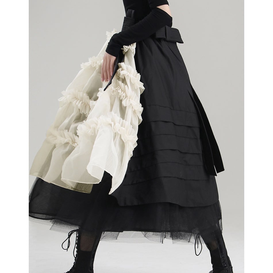 TR1457】Gothic Frill Tulle Skirt | Tommorch 