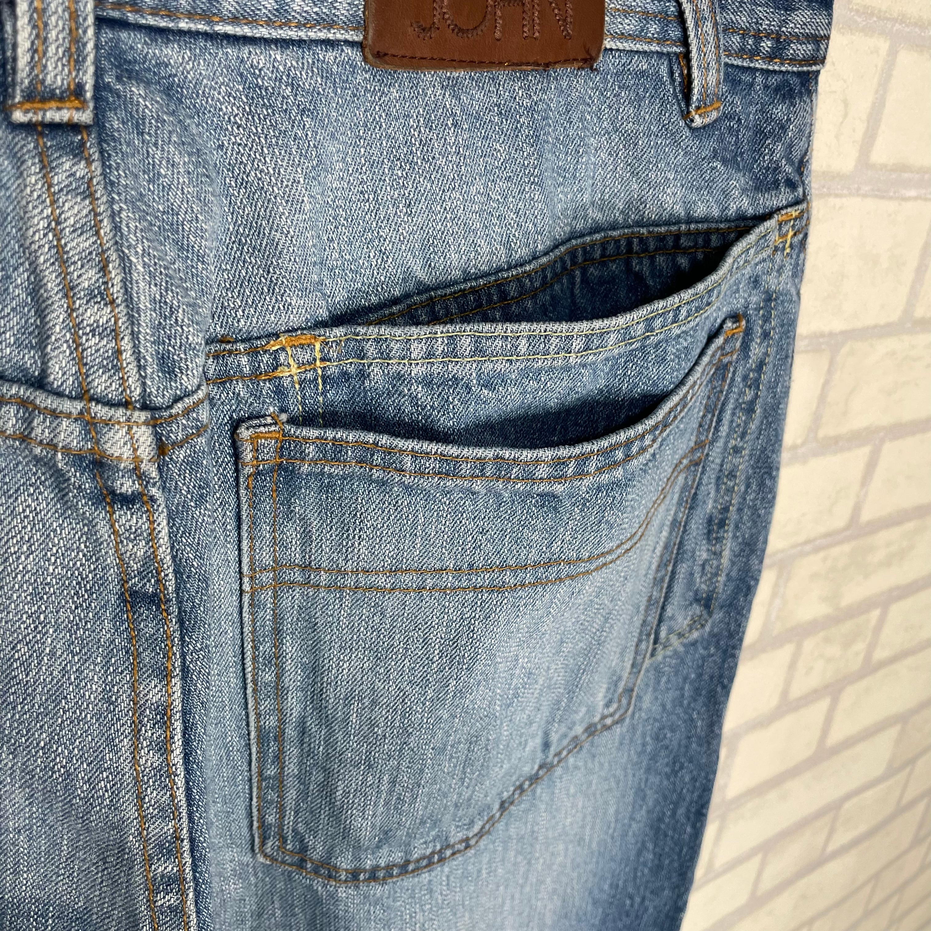 W36×L32】SEAN JOHN デニムパンツ 革パッチ 刺繍 | 古着屋OLDGREEN