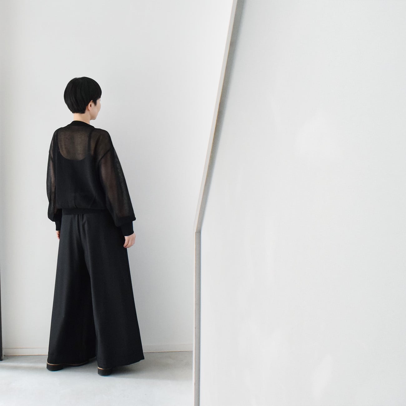 丸首シアーカーディガン：黒［CA59LSBK］ | skep-online shop