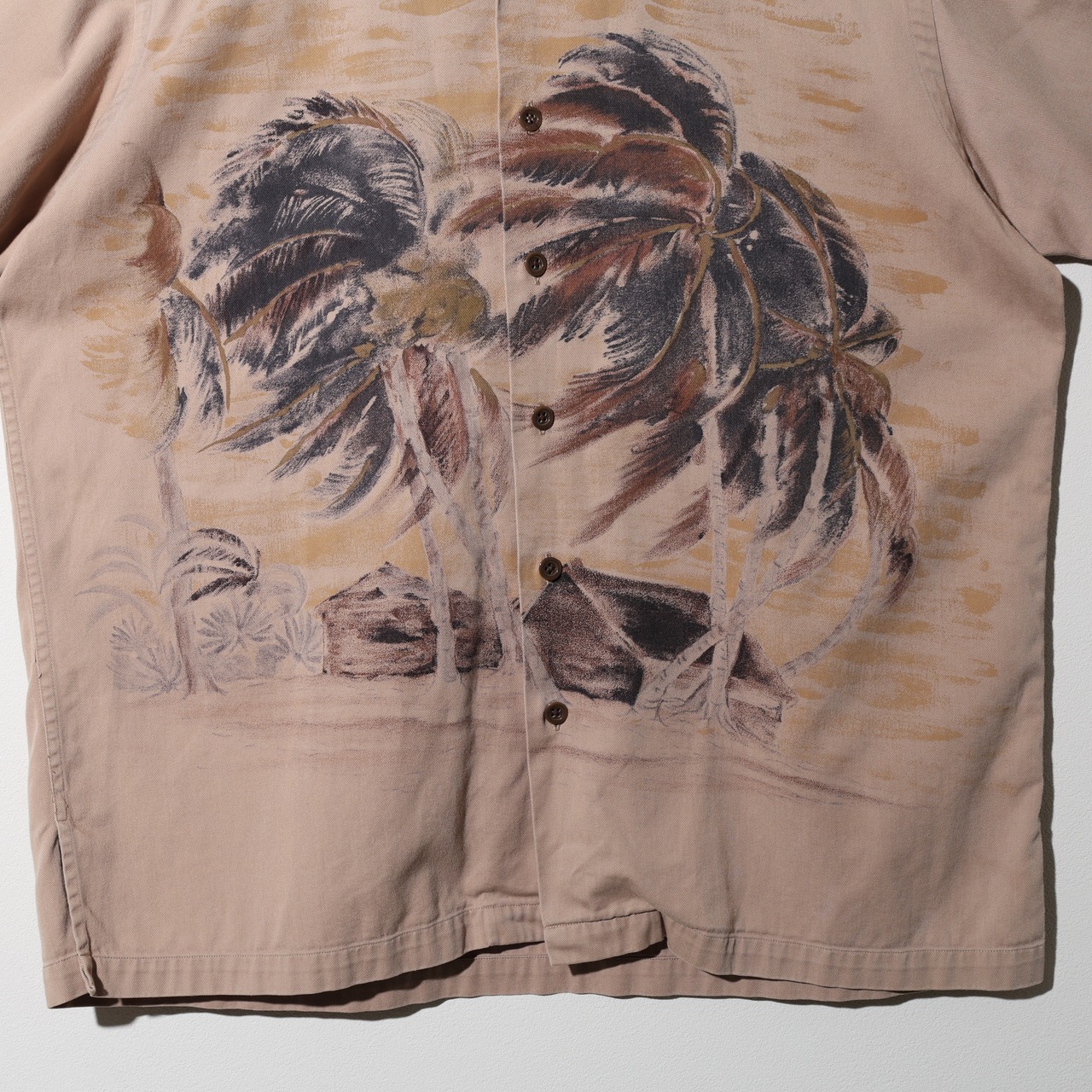 美品 L vintage camp 80s 90s ポロラルフローレン 半袖シャツ 染み込みプリント パームツリー