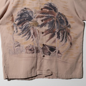 美品 L vintage camp 80s 90s ポロラルフローレン 半袖シャツ 染み込みプリント パームツリー