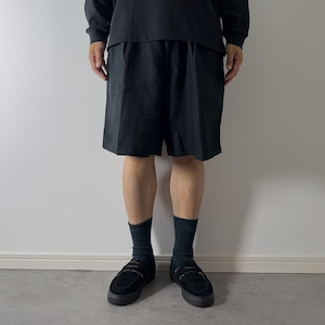 90s Polo by Ralph Lauren Double-pleated LINEN SHORTS Black [W38] 古着