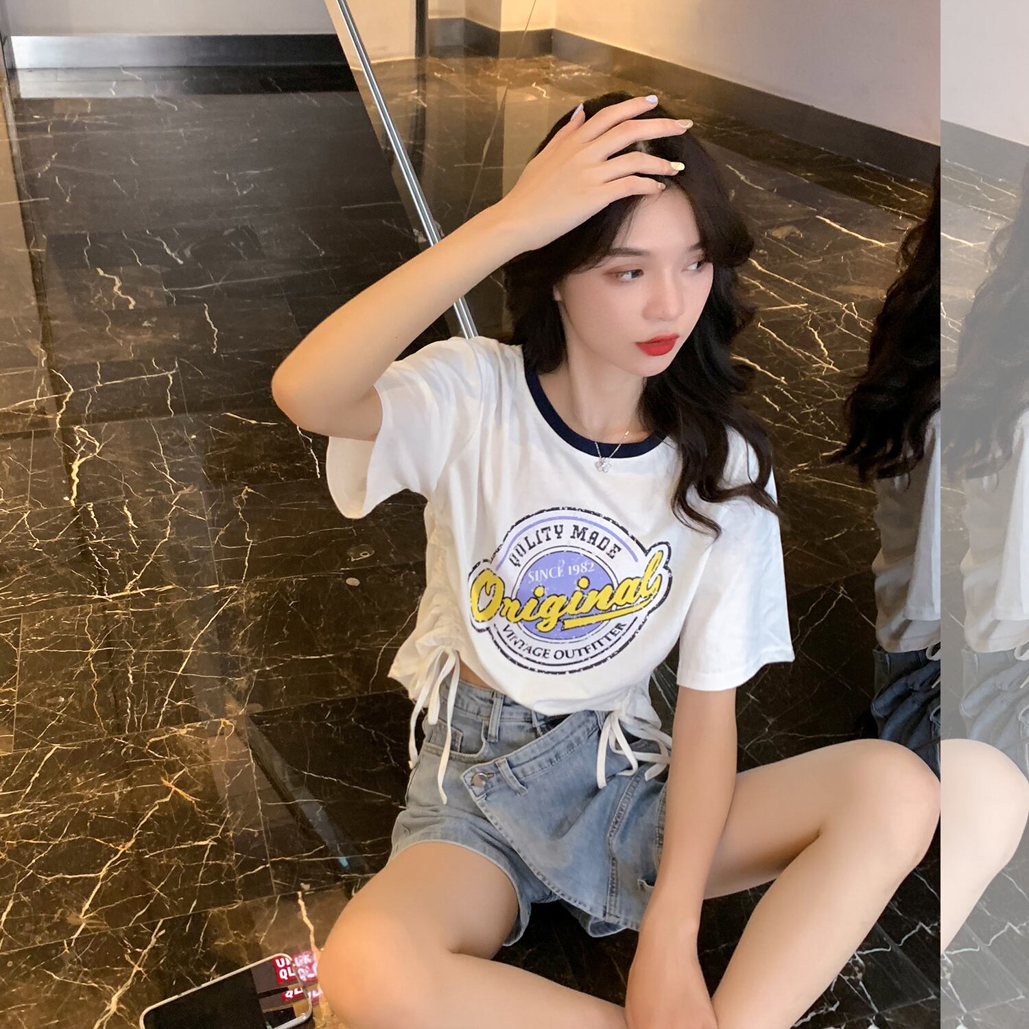 ギャザープリントショートTシャツ 6Du_Shop_Women80547631785