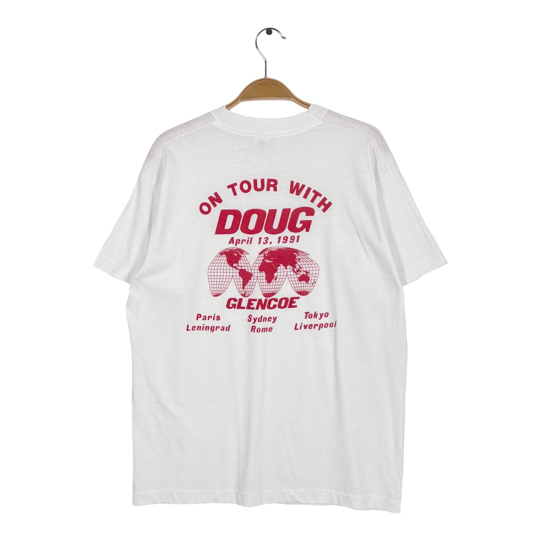 90s 美品 スクリーンスターズ USA製 ヴィンテージ Tシャツ ON TOUR WITH DOUG ホワイト シングルステッチ サイズL相当 BZ0643