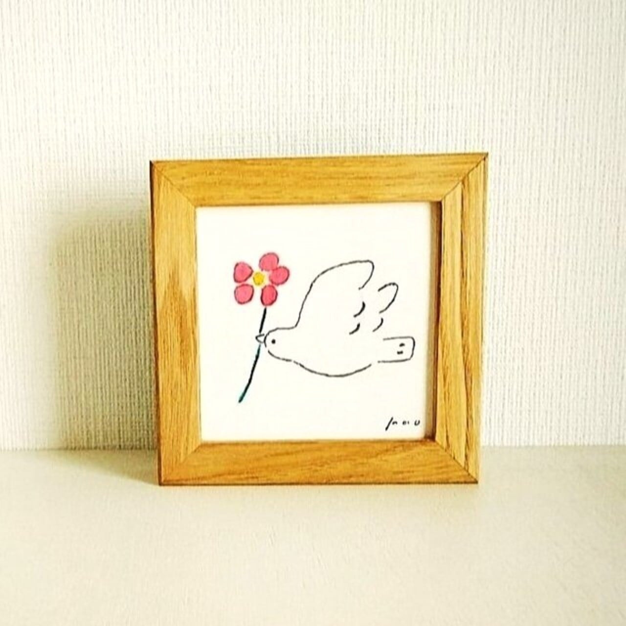 プルメリア 原画 ※木製額縁入り(2Lサイズ）花の絵・イラスト