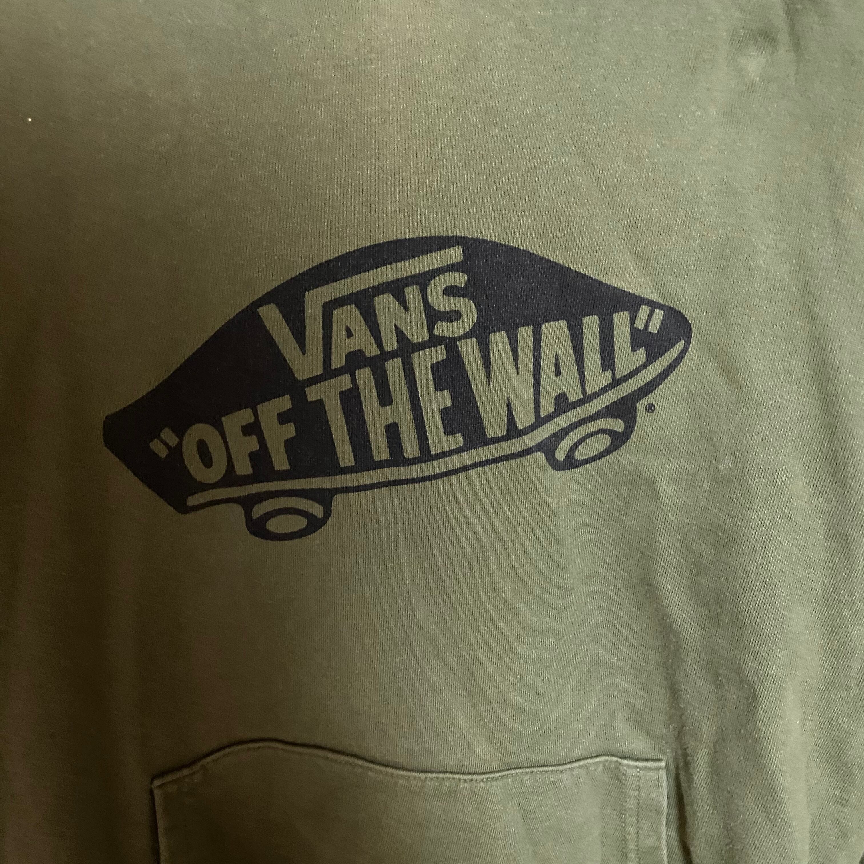 VANS バンズ プルオーバー パーカー カーキ ビックロゴ ストリート