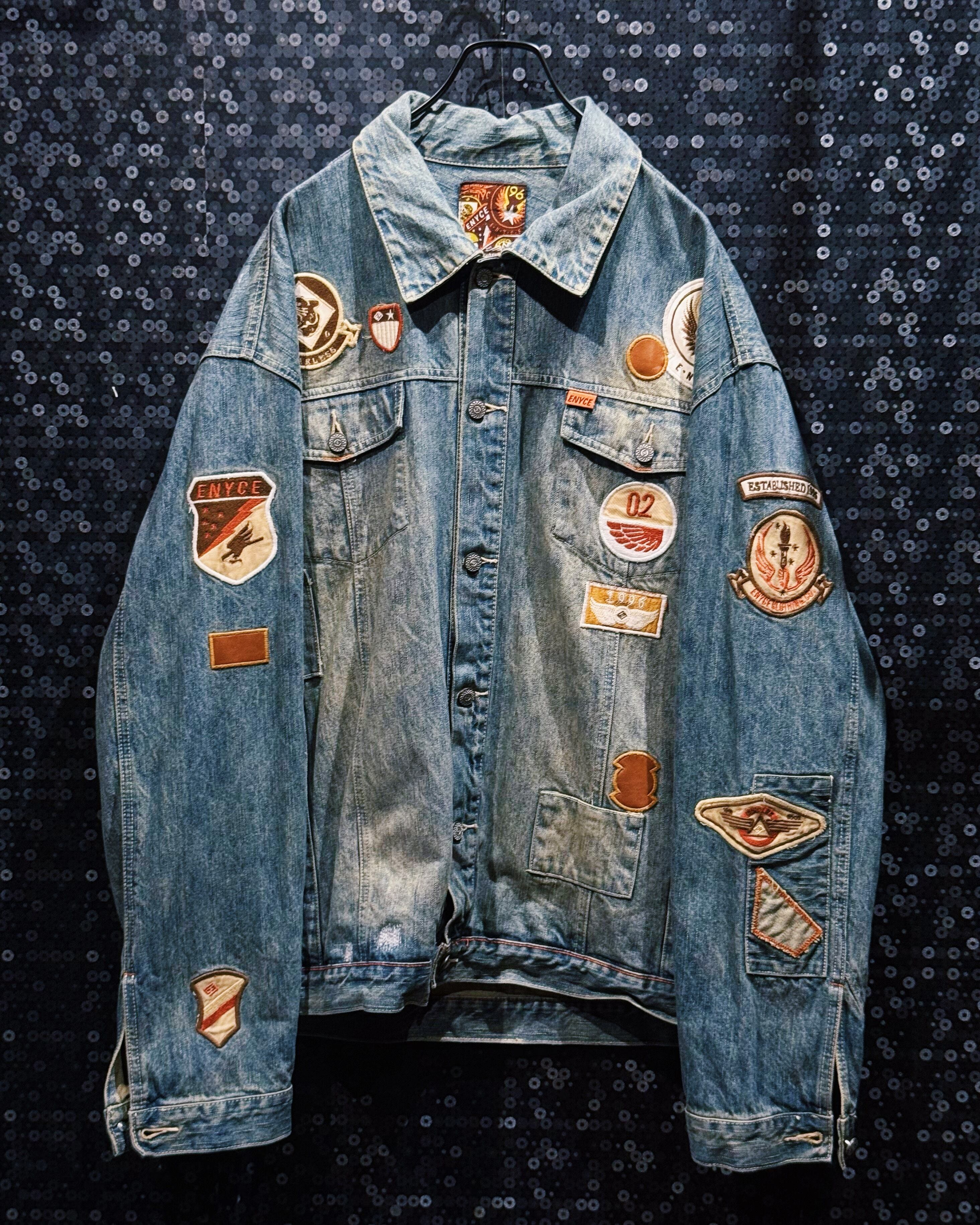 【ÆIEM】"ENYCE"vintage mulch pattern Wappen detail denim jacket