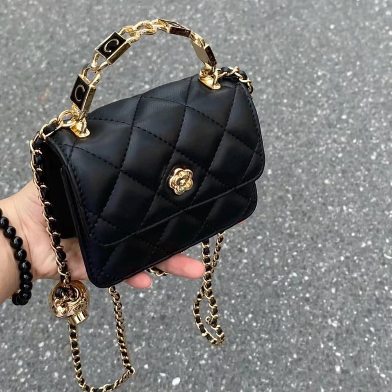 CHANEL 2WAY チェーンショルダーバッグ カメリア ベルベット ブラック