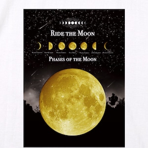 全3カラー・月の事柄が描かれた "RIDE THE MOON" Tシャツ WHITE（men&women）