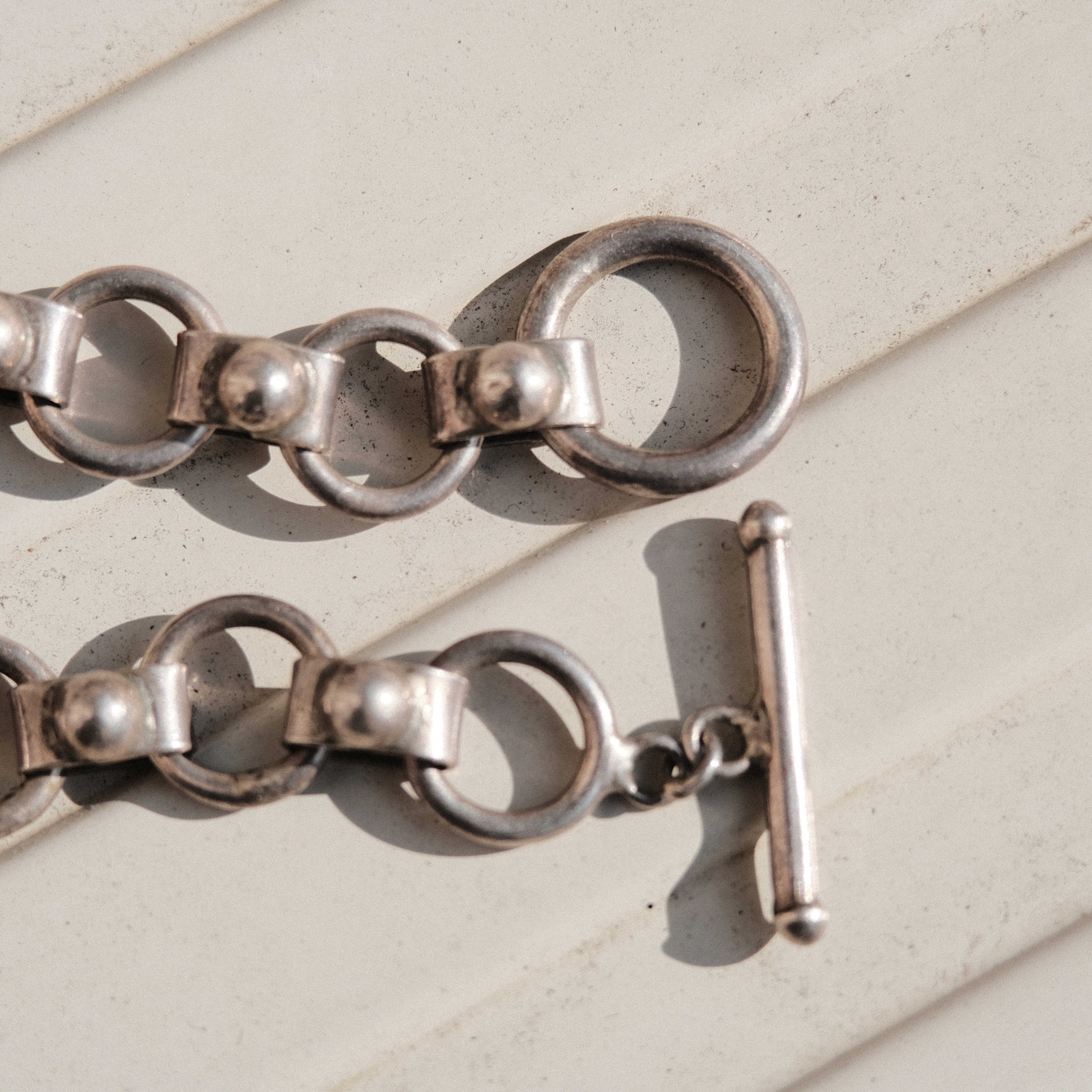Mexican silver round link bracelet | H2 Vintage