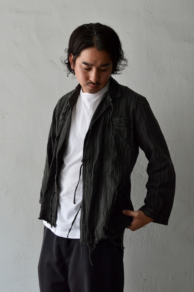 VENTITANK PROJECT Bulgarian Army 1950's-60's Dead Stock Custom Remade & Dyed Sumi Kuro Sleeping Shirt Jacket Type Black ブルガリア軍 スリーピングシャツ ジャケット 50s 黒染め