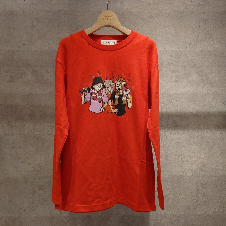 ロンT 長袖 トップス カットソー プリント オリジナル イラスト ロゴ コラボ バックプリント バーコード ユニセックス original VS reMロンTee