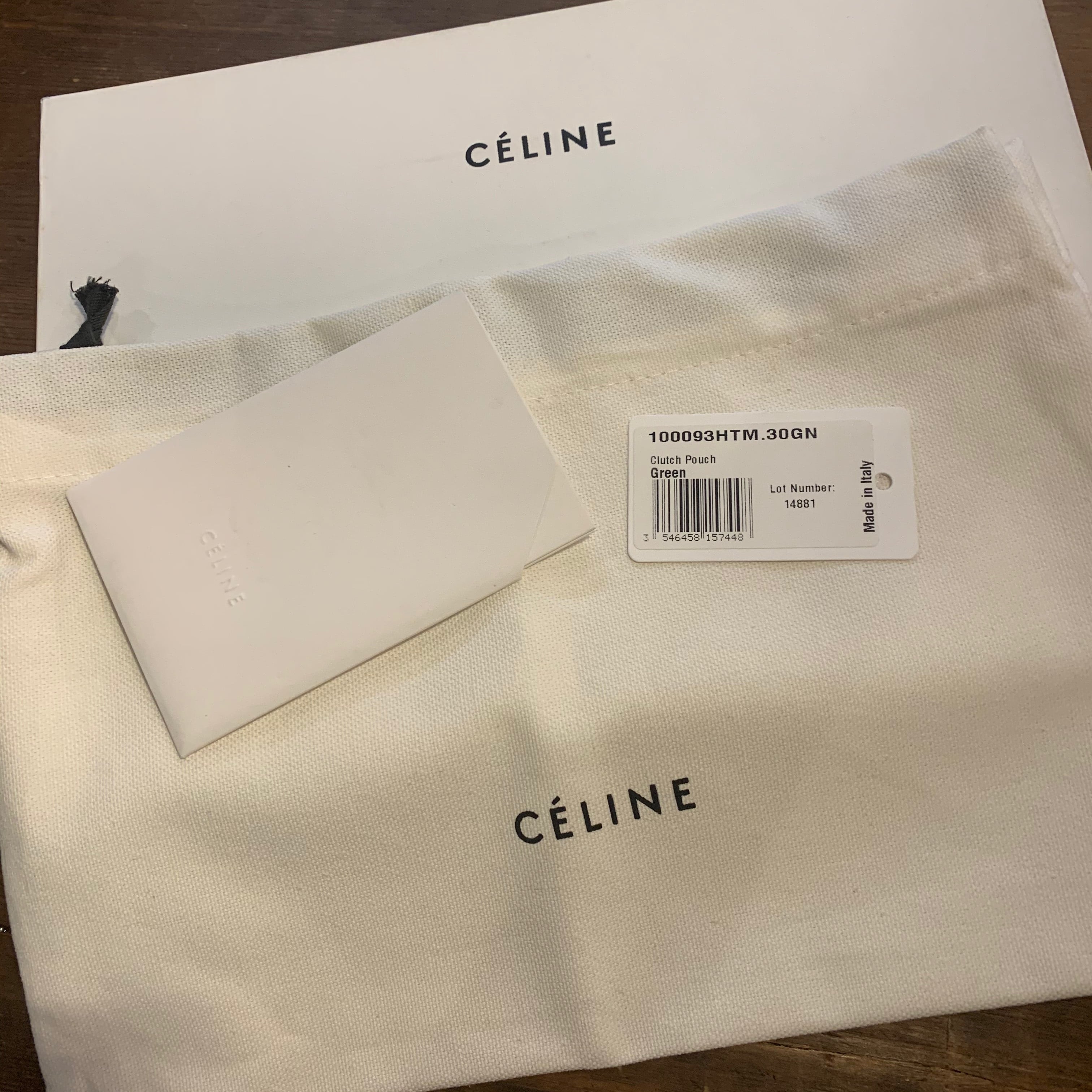 CELINE Clutch pouch セリーヌ クラッチポーチ バッグ バイカラー グリーン×ブラウン/1220401 | number12  powered by BASE