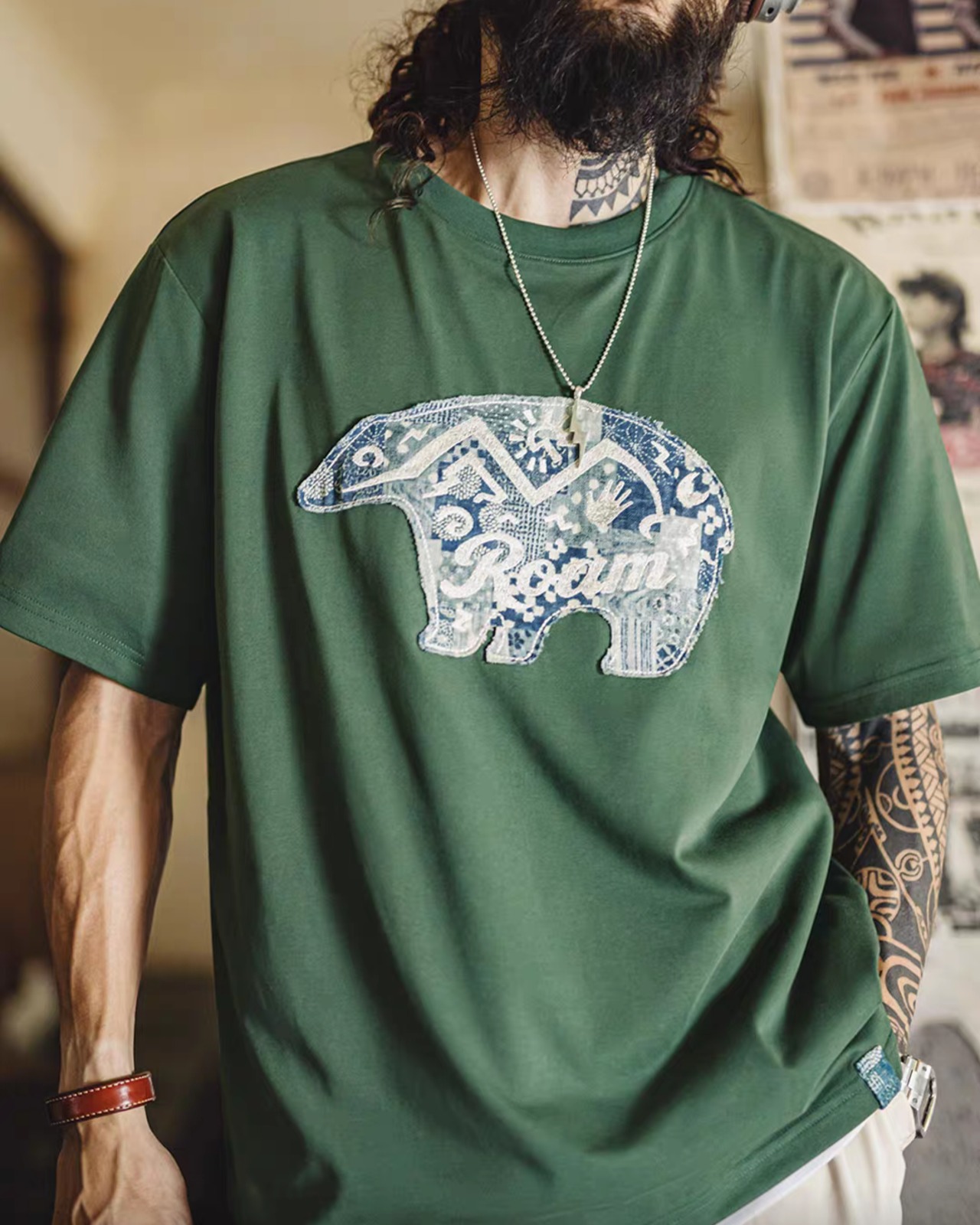 BORO調 ベアパッチ 半袖Tシャツ / K0552