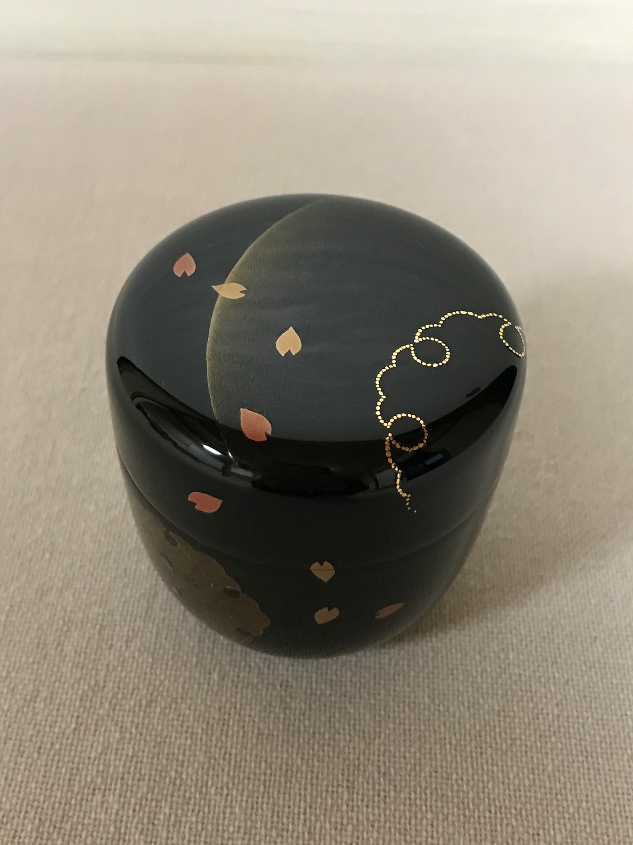 棗 桜川蒔絵 溜塗】新井司峰 共箱 突き抜ける