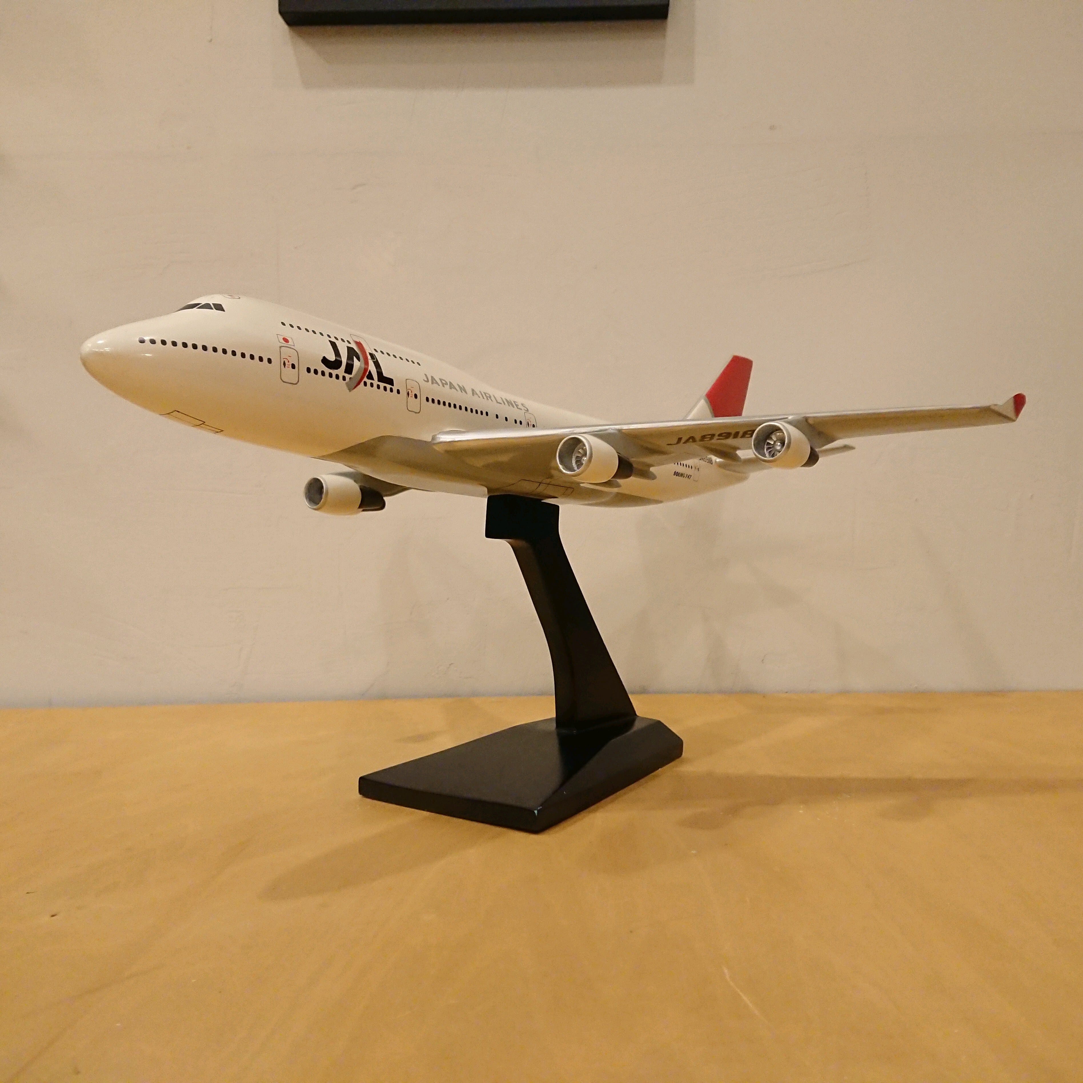 JAL 日本航空 ボーイング 747-400 JA8918 ジャンボ 木製模型 モック 