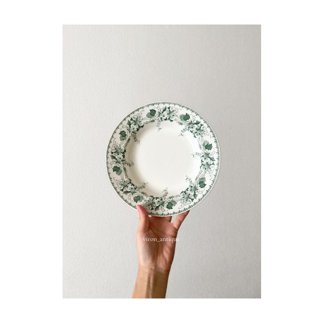 Boch Freres Keramis / “LUCIEN” green 花柄の深皿プレート d