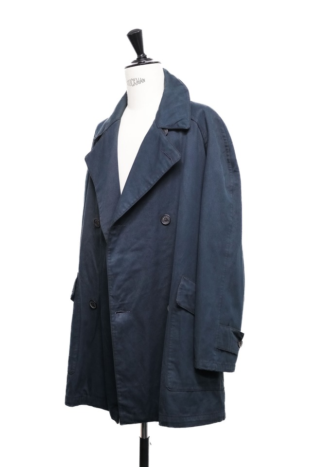 80's "HERMÈS" Cotton Polyurethane  Double-Breasted Raglan Sleeve Jacket