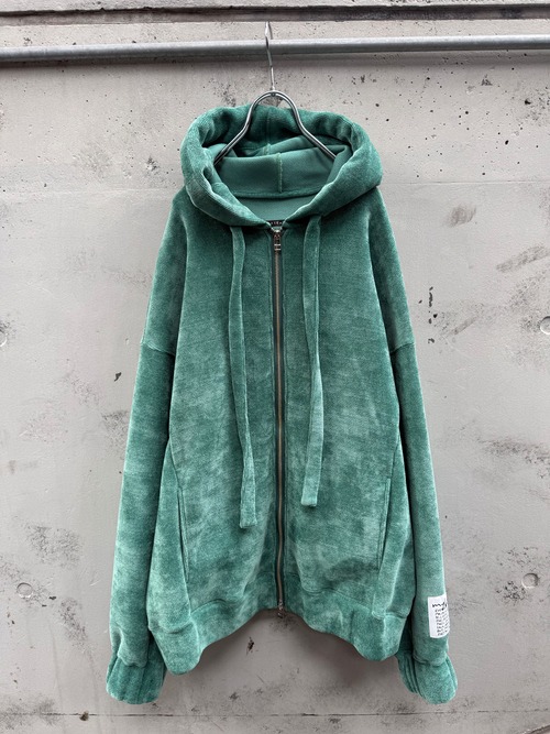 『my beautiful landlet』CHENILLE KNIT ZIP HOODIE / GREEN