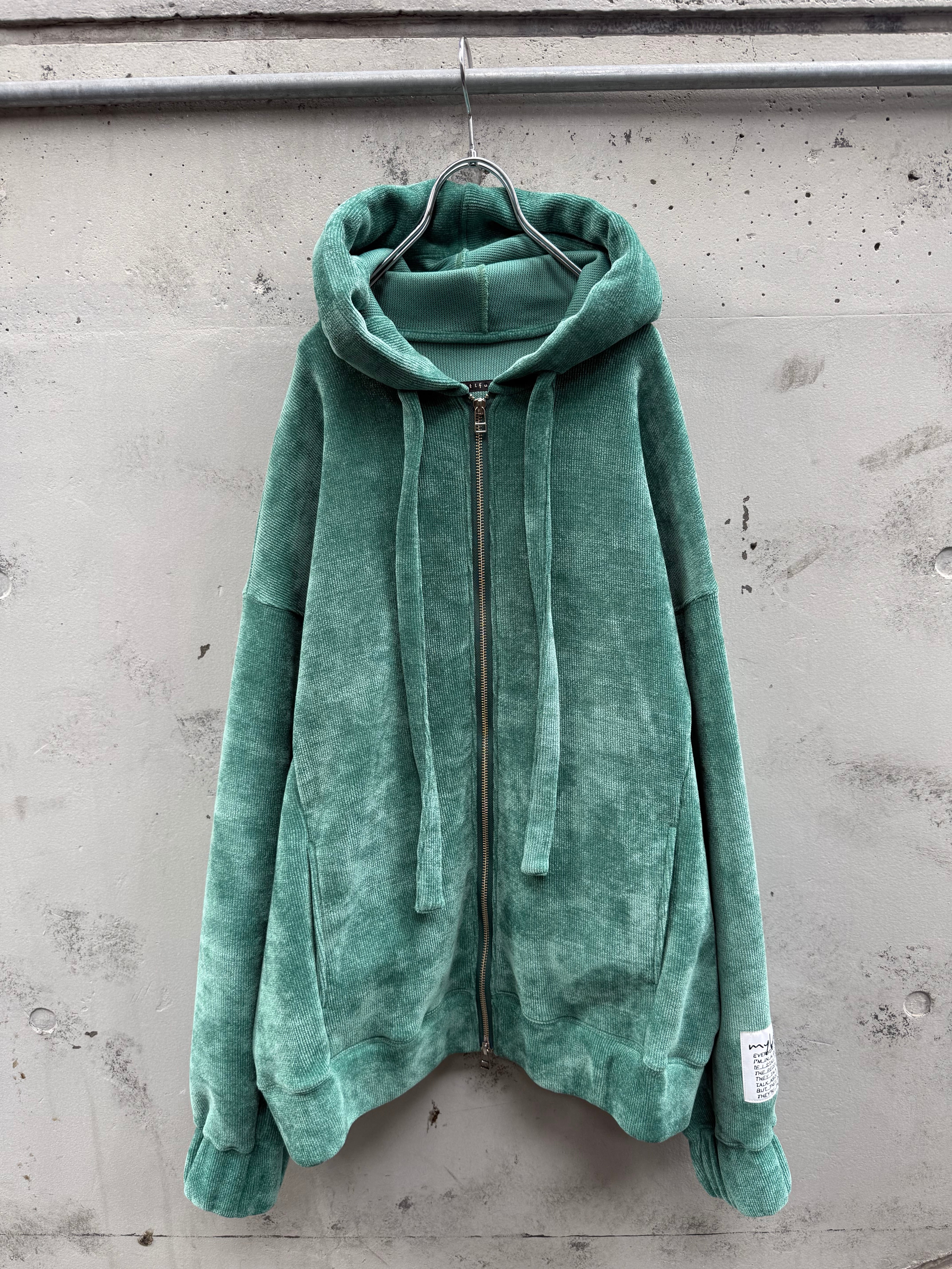 『my beautiful landlet』CHENILLE KNIT ZIP HOODIE / GREEN