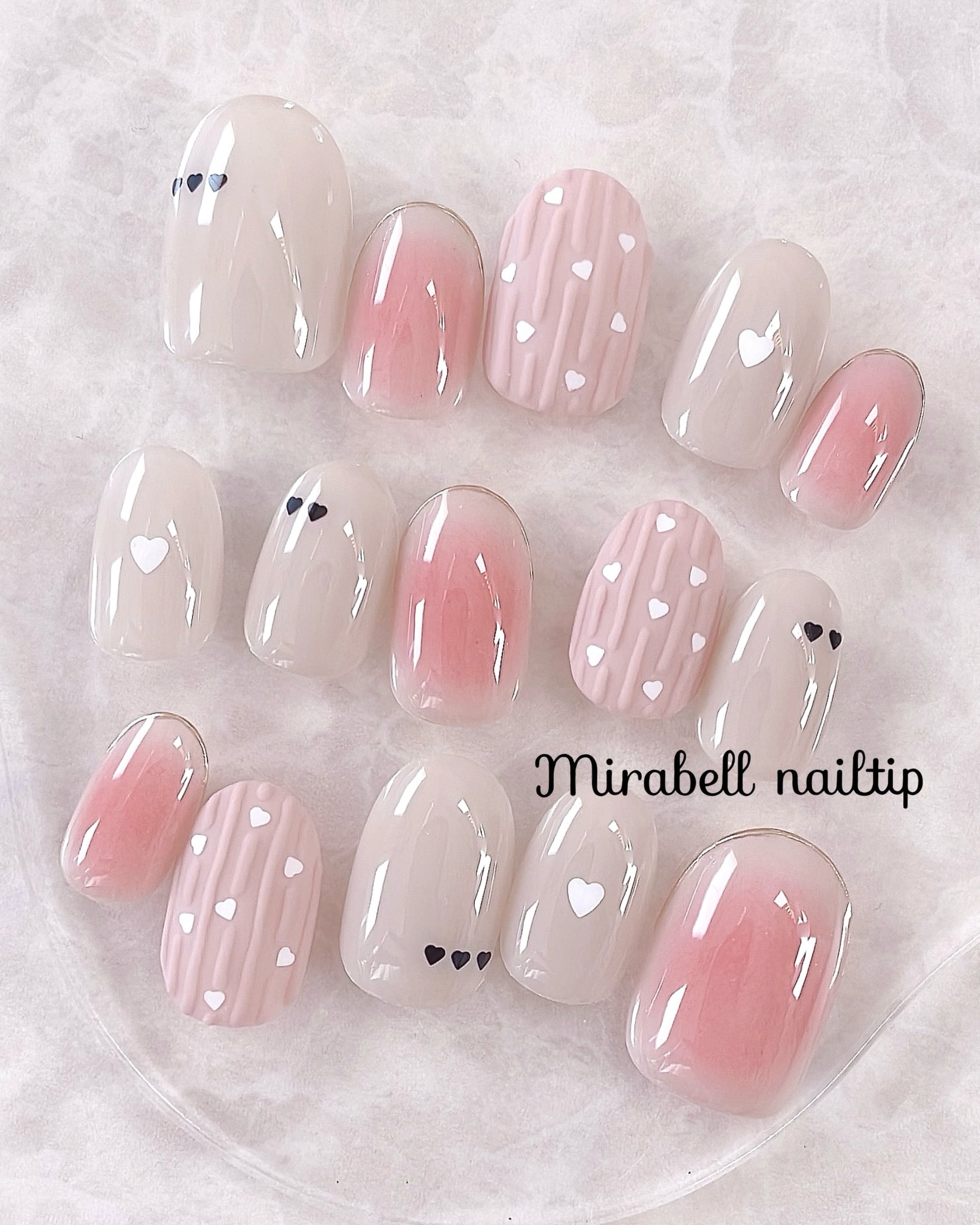 ハート 質感 コーデュロイ ぷるぷる チークネイル 10枚 15枚 ネイルチップ オーダー セット #ncs019
