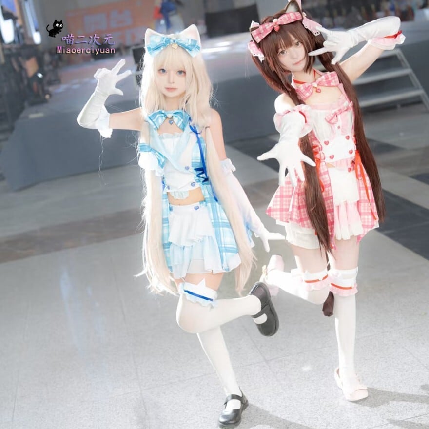ライブ衣装 猫耳チェックセットアップ アイドルステージ用