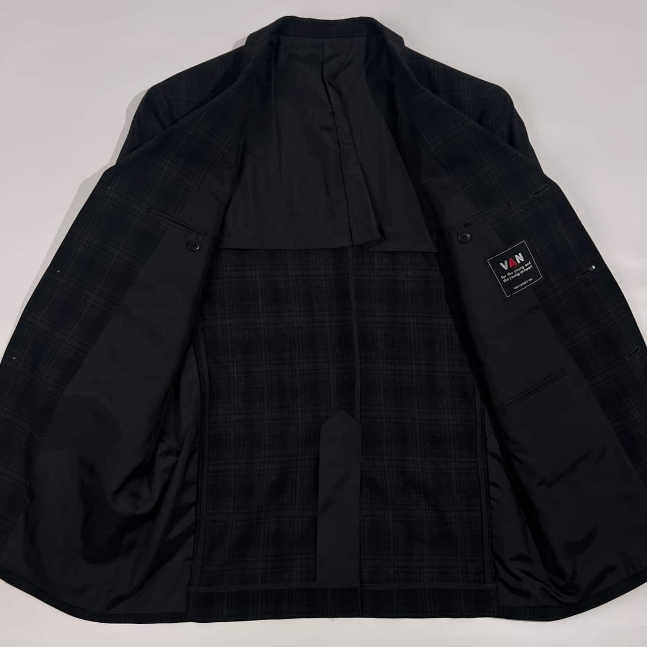 70s VAN JAC ヴァンヂャケット チェック 背抜き シェルボタン 3B テーラードジャケット M/メンズ ビンテージ