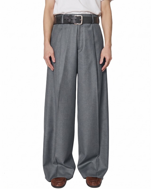 ssstein "WOOL FLANNEL EXTRA WIDE TROUSERS〔GREY〕"