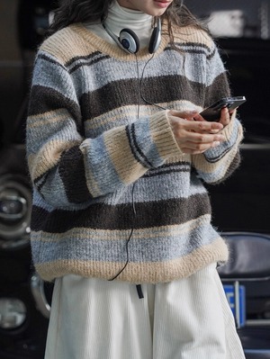 striped wool blend sweater 2colors【2023112802】