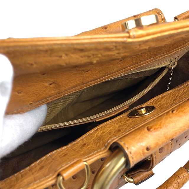 GUCCI グッチ ハンドバッグ ブラウン オーストリッチ 2way メタルハンドル vintage ヴィンテージ オールド suvydz