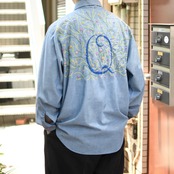 70's BIG MAC embroidery design chambray shirt