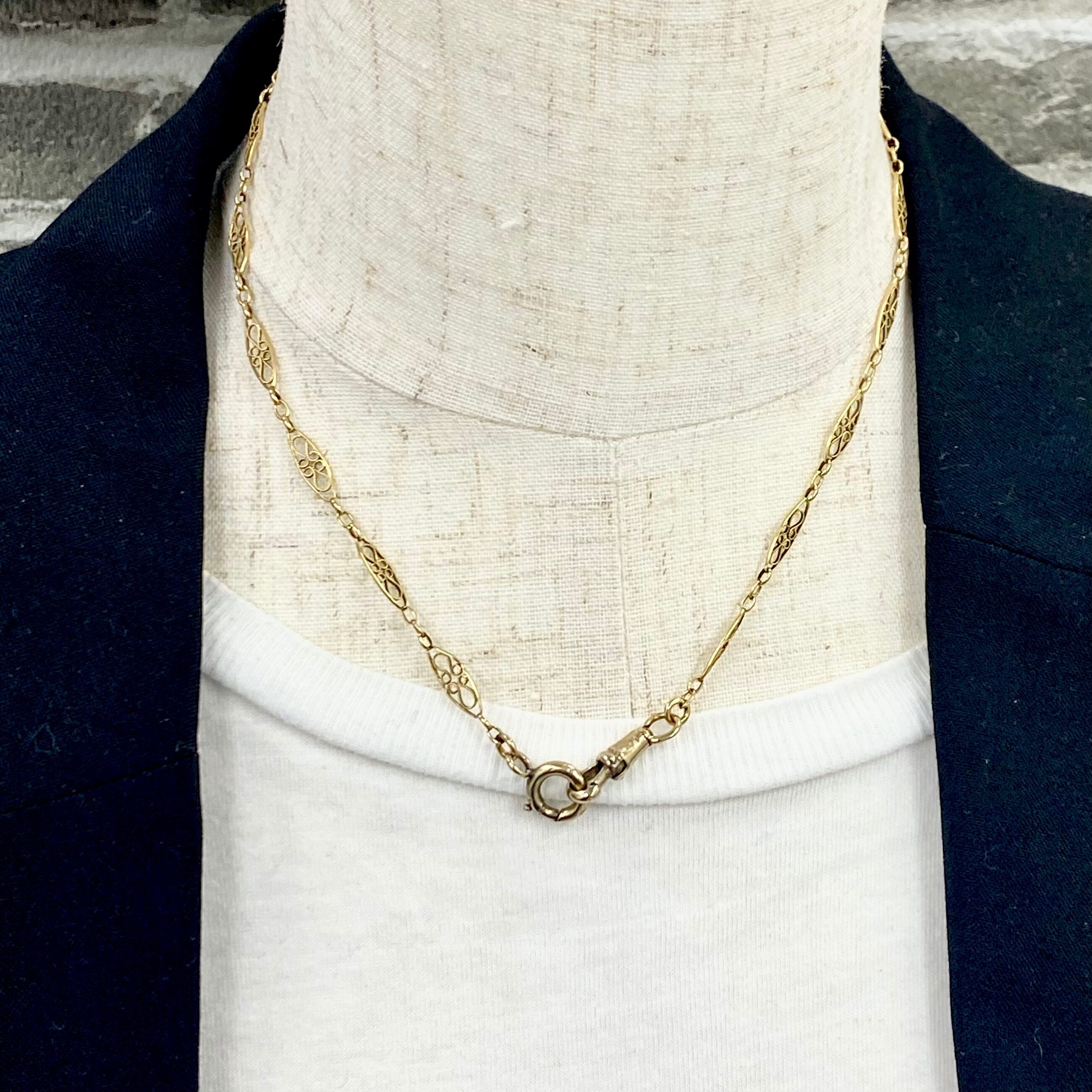 DRN00078 フランス アンティーク 18金 フィリグリー ウォッチチェーン