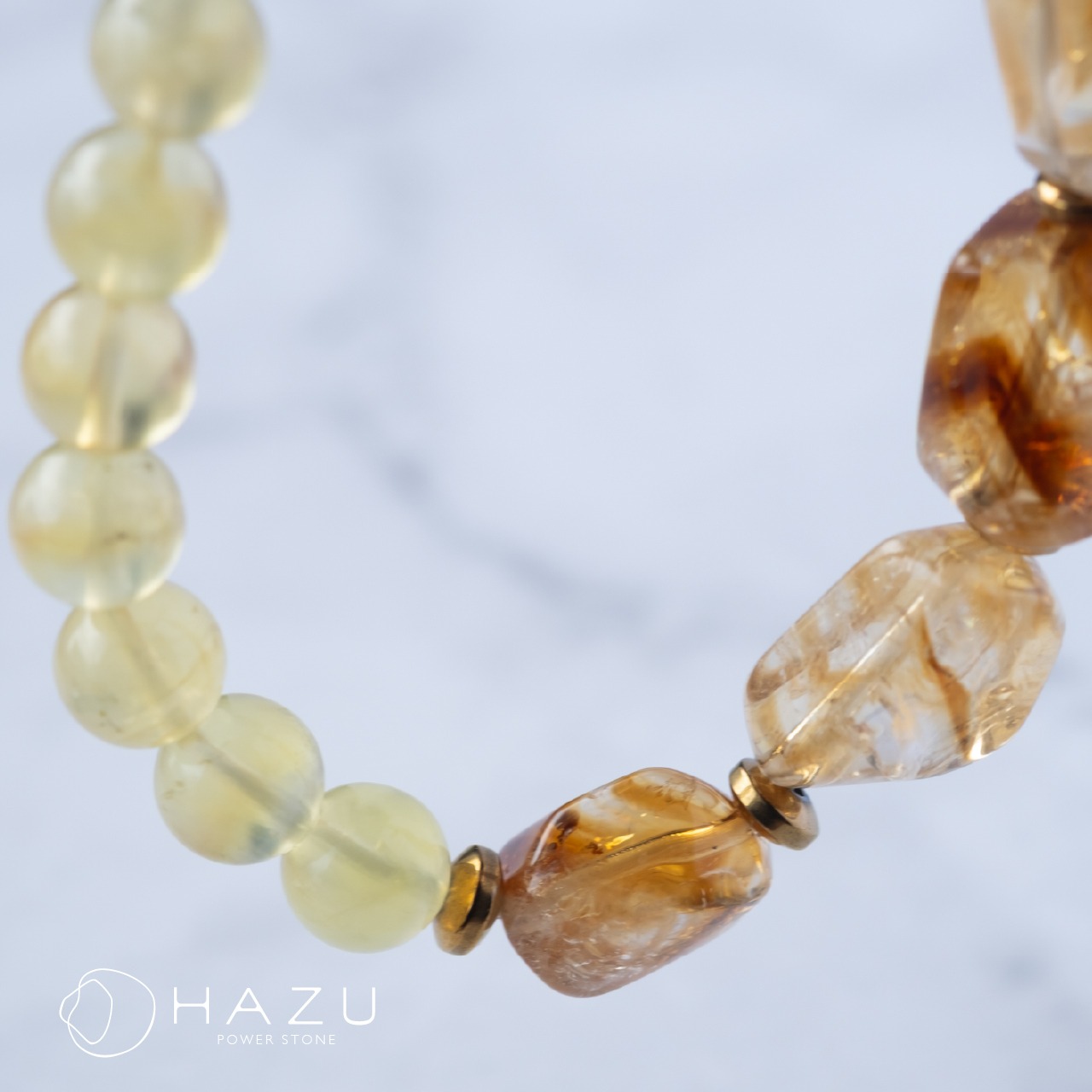 ポジティブな強運イエロー［シトリン／ゴールデンプレナイト／ルチルクォーツ／ヘマタイト］